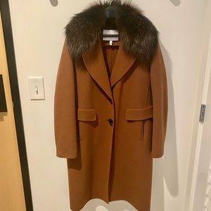 Derek Lam 10 Crosby Wool Coat w/ Genuine Fox Fur